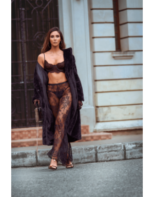 Ensemble 3 pièces en dentelle noire avec pantalon transparent - Mapalé