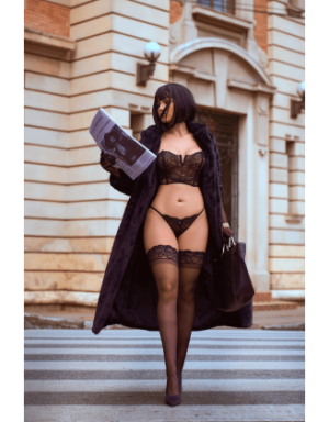 Ensemble 2 pièces bustier en dentelle et string noir - Mapalé