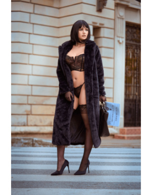 Ensemble 2 pièces bustier en dentelle et string noir - Mapalé