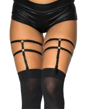 Porte-jarretelles noir brillant style harnais