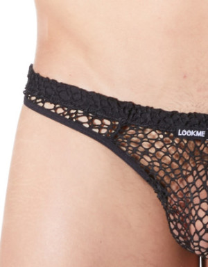 String noir sexy filet irrégulier fétichiste