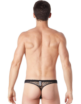 String noir sexy filet irrégulier fétichiste