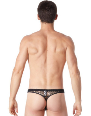 String noir sexy filet irrégulier fétichiste