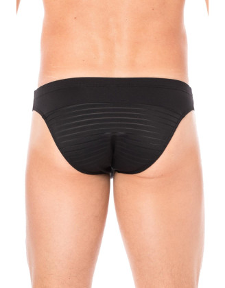 Slip noir rayé opaque et transparent
