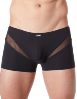Boxer noir sexy avec fine résille en V