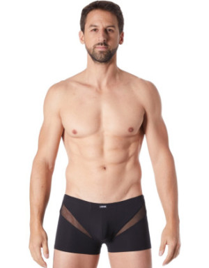 Boxer noir sexy avec fine résille en V