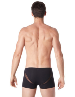 Boxer noir sexy avec fine résille en V