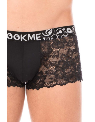 Boxer noir en dentelle délicate