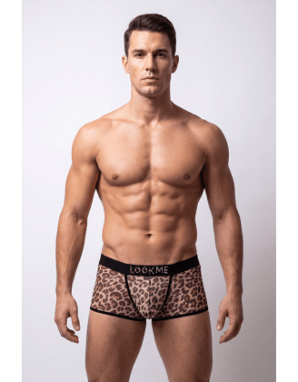 Boxer en résille imprimé léopard