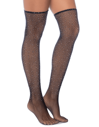 Bas résille noire avec strass