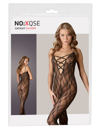 Combinaison en dentelle noire avec large décollecté