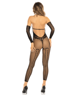 Bodystocking résille noir et mitaines assorties – René Rofé