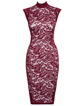 Robe moulante en dentelle rouge bordeaux - Cottelli