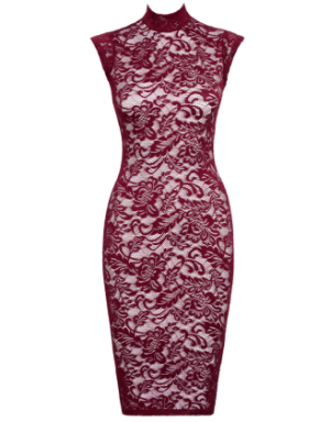Robe moulante en dentelle rouge bordeaux - Cottelli