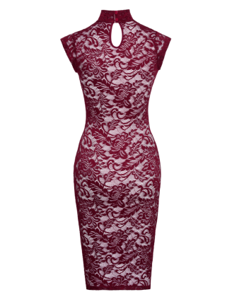 Robe moulante en dentelle rouge bordeaux - Cottelli