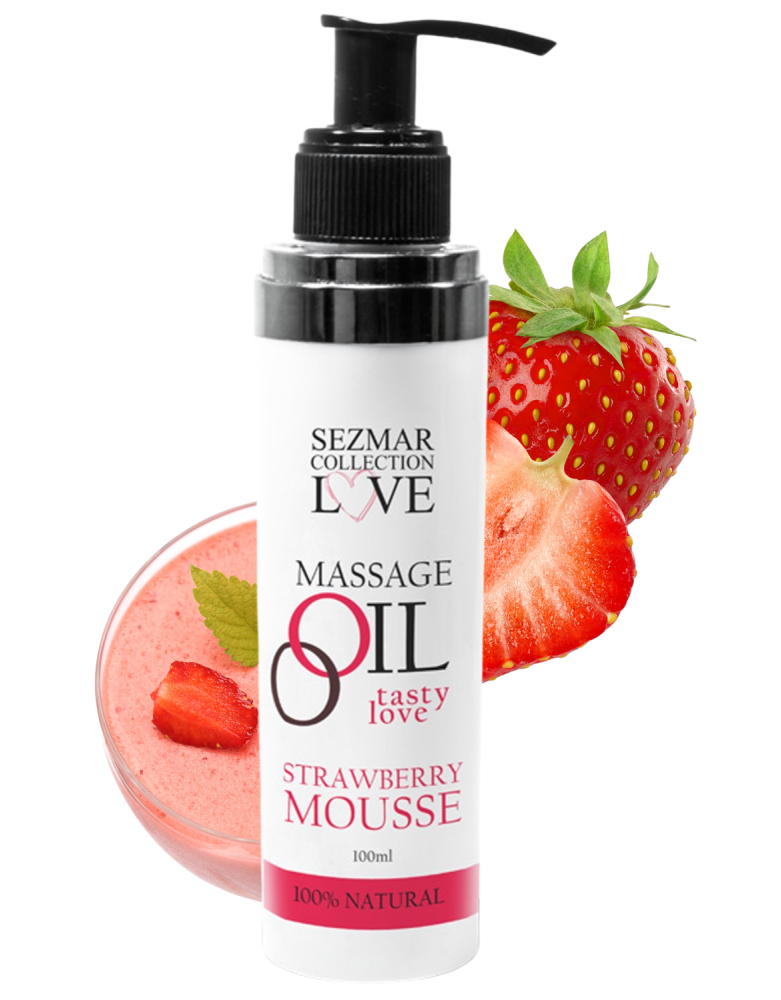 Huile de massage comestible mousse de fraise 100ml 100% naturelle
