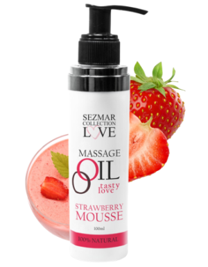 Huile de massage comestible mousse de fraise 100ml 100% naturelle
