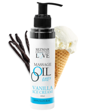 Huile de massage comestible Vanille glacée 100ml 100% naturelle