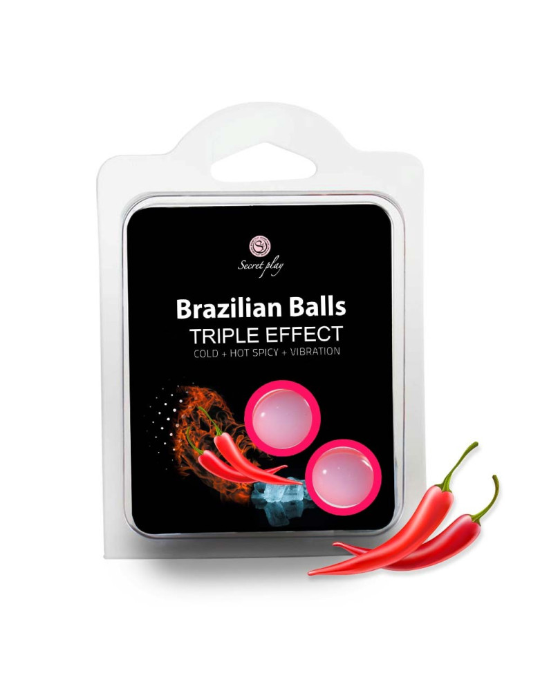 2 boules de massage brésiliennes triple effet froid, chaud et vibration