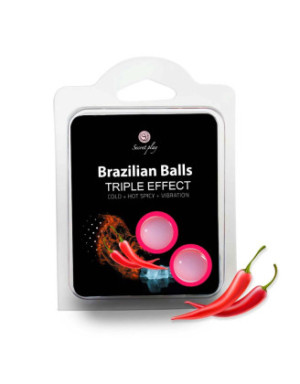 2 boules de massage brésiliennes triple effet froid, chaud et vibration