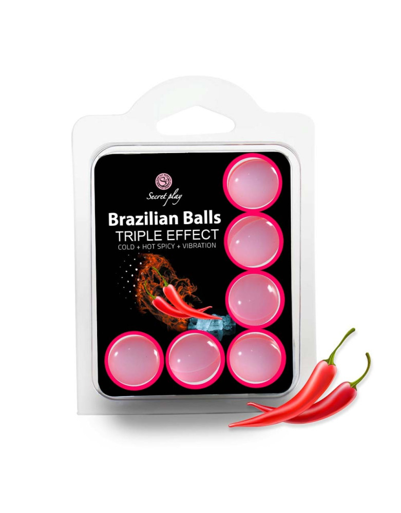 6 boules de massage brésiliennes triple effet froid, chaud et vibration