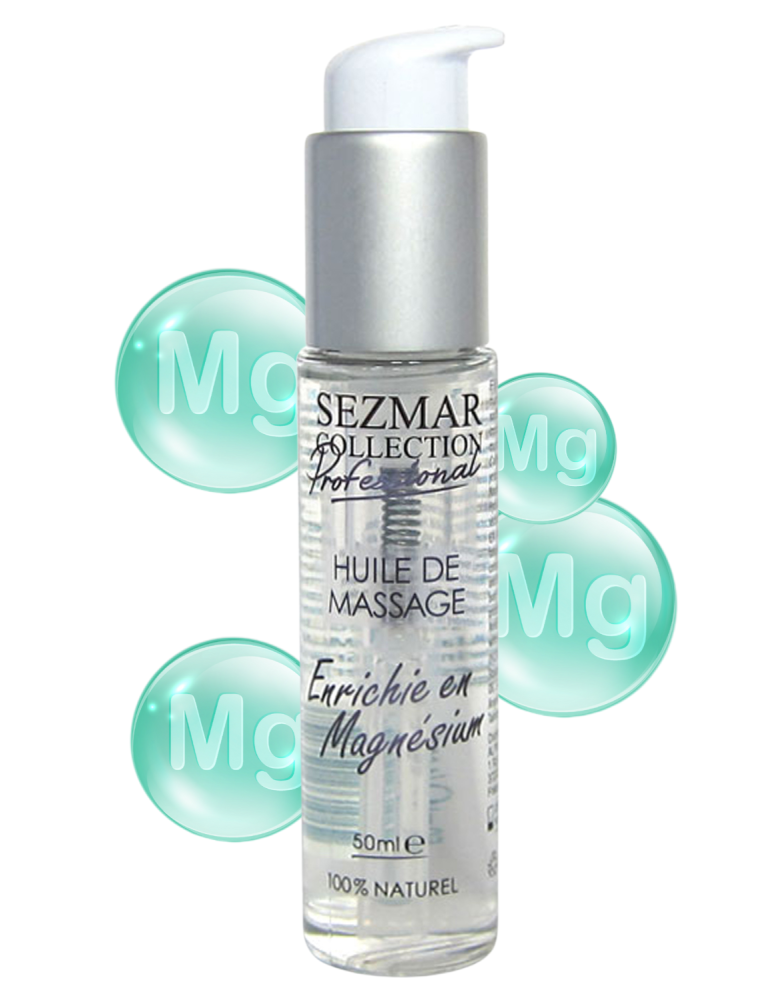 Huile de massage professionnelle Enrichie en Magnésium 100% naturelle 50 ml