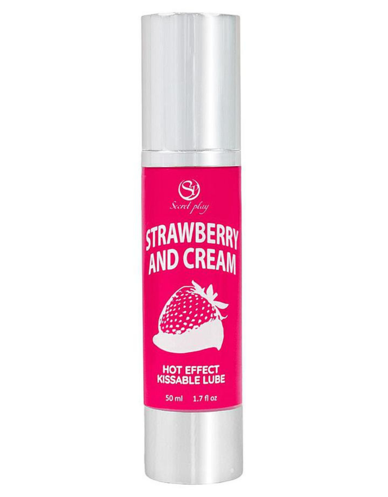 2 en 1 Lubrifiant et huile de massage fraise à la crème chauffant