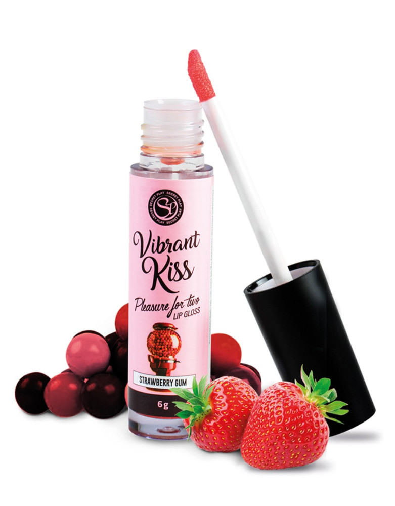 Gloss sexe oral vibrant chewing gum à la fraise 100% comestible