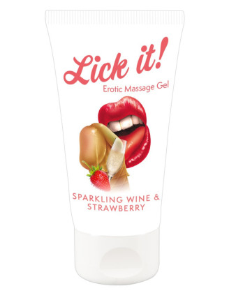 Lubrifiant et gel de massage végétalien comestible goût fraise/vin pétillant 50ml
