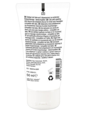 Lubrifiant et gel de massage végétalien comestible goût fraise/vin pétillant 50ml