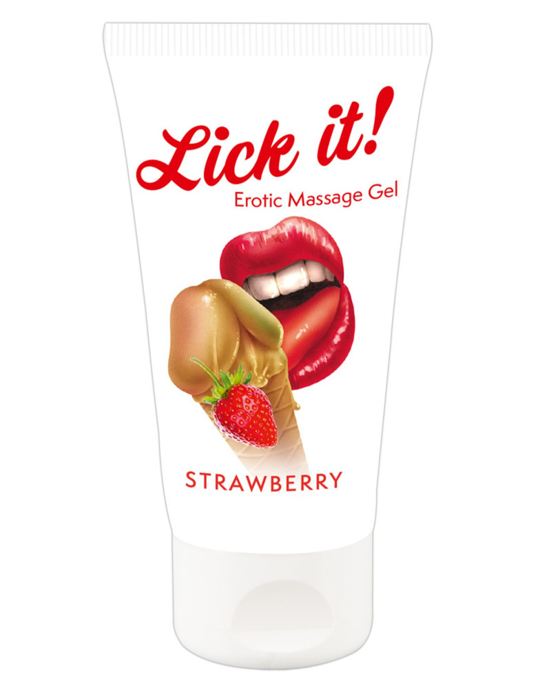Lubrifiant et gel de massage végétalien comestible goût fraise 50ml