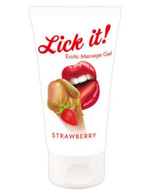 Lubrifiant et gel de massage végétalien comestible goût fraise 50ml