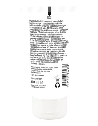 Lubrifiant et gel de massage végétalien comestible goût fraise 50ml
