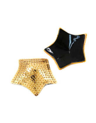 Paire de cache tétons adhésifs étoile pailletée sequin doré