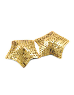 Paire de cache tétons adhésifs étoile pailletée sequin doré