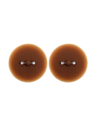 Paire de cache-tétons piercing barre faux diamant peau foncée