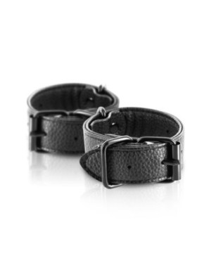 Menottes simili cuir noir ajustables Fetish Tentation