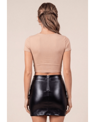 Jupe sexy courte noire wetlook Alessia