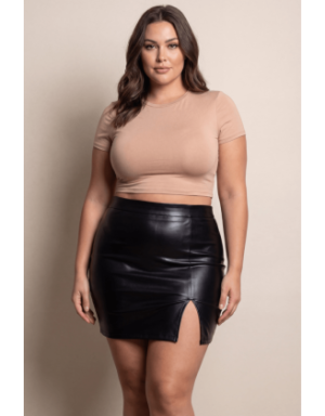Jupe sexy courte noire wetlook Alessia