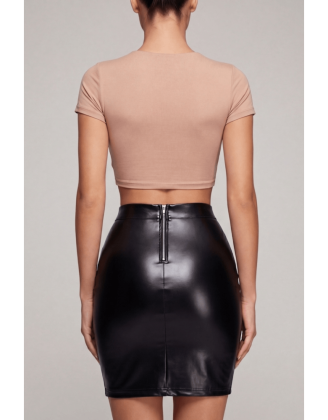 Jupe sexy longue noire wetlook Inaya