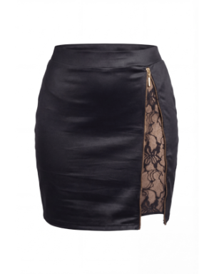 Jupe courte noire Kyra avec zip fonctionnel sur le côté