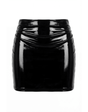 Jupe noire en simili cuir avec zip Lara