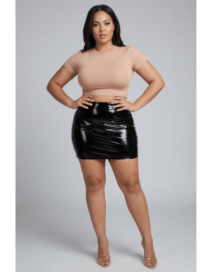Jupe noire en simili cuir avec zip Lara