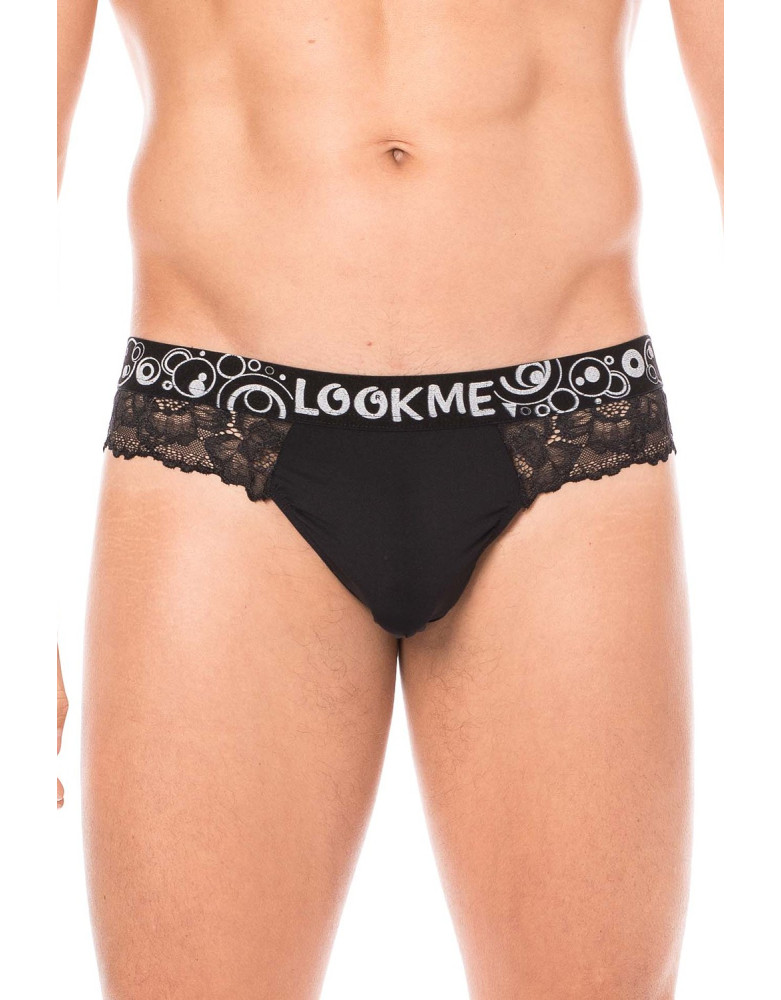 String noir en dentelle délicate