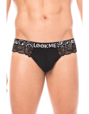 String noir en dentelle délicate