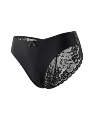 Culotte noire en dentelle avec nœud en satin