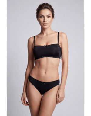 Culotte noire en dentelle avec nœud en satin