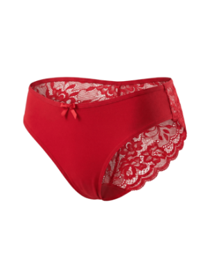 Culotte rouge en dentelle avec nœud en satin