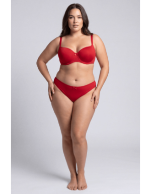 Culotte rouge en dentelle avec nœud en satin