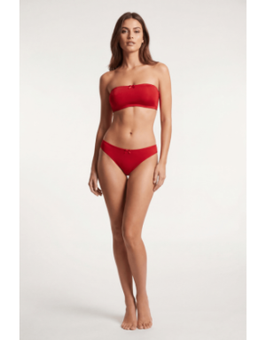 Culotte rouge en dentelle avec nœud en satin
